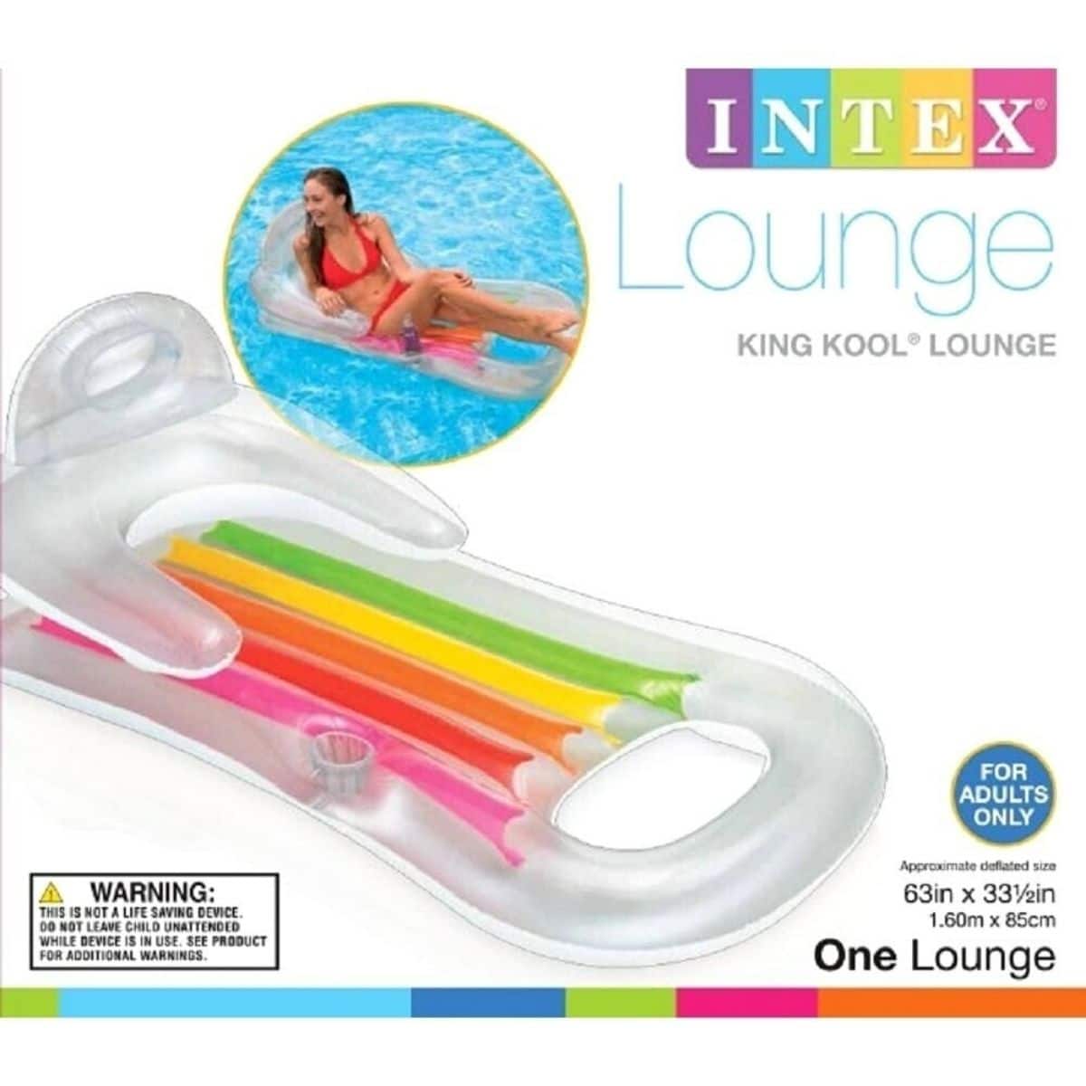 Intex King Kool Inflatable Lounge 63 X 33.5 Colors May Vary 1 Pack for sale online 