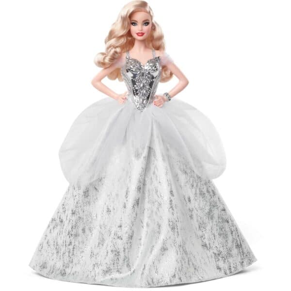 Barbie Signature 2021 Holiday Barbie Doll (12-Inch, Blonde Wavy Hair) In Silver Gown