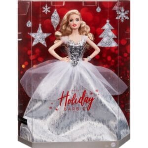 Barbie Signature 2021 Holiday Barbie Doll (12-Inch, Blonde Wavy Hair) In Silver Gown
