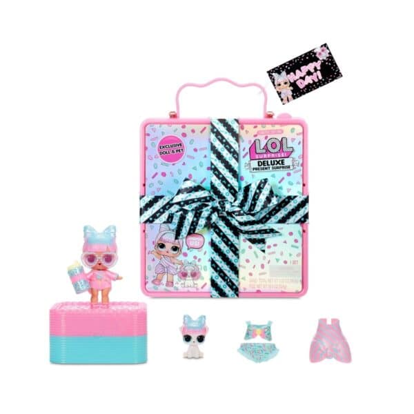 LOL Surprise Deluxe Present Surprise with Limited Edition Miss Par-tay Doll and Pet, Pink
