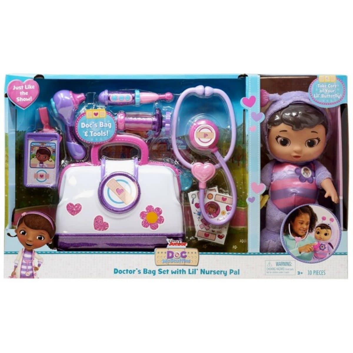 Disney Junior Doc McStuffins Lil’ Butterfly Nursery Pal and Toy Hospital Doctor’s Bag Set.